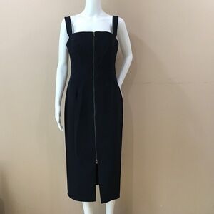 Xiaoli midi dress women L full zip sleeveless navy blue